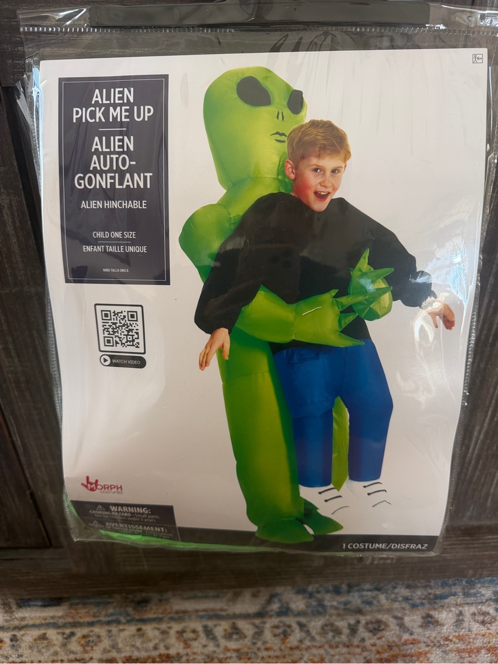Inflatable Alien Carry Costume in Green and Blue
